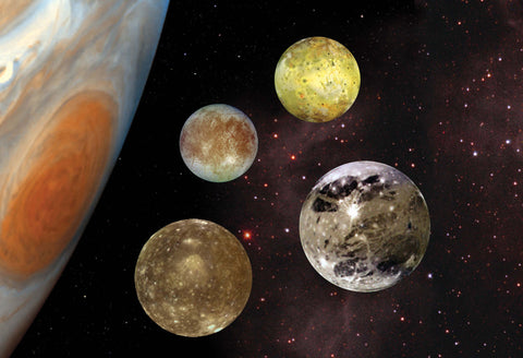 Jupiter's Galilean Moons Hi Gloss Space Poster Fine Art Print