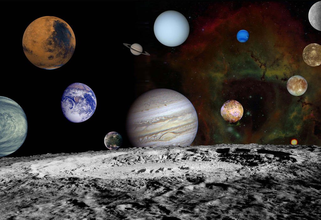 NASA Moon and Planets Space Hi Gloss Poster
