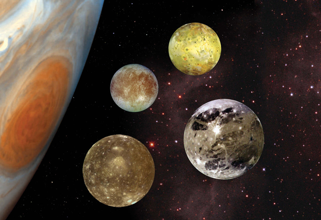 Jupiter's Galilean Moons Hi Gloss Space Poster 