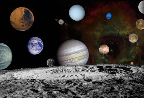 NASA Moon and Planets Space Hi Gloss Poster Fine Art Print