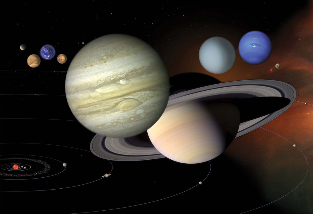 Saturn and the Solar System Hi Gloss Space Poster