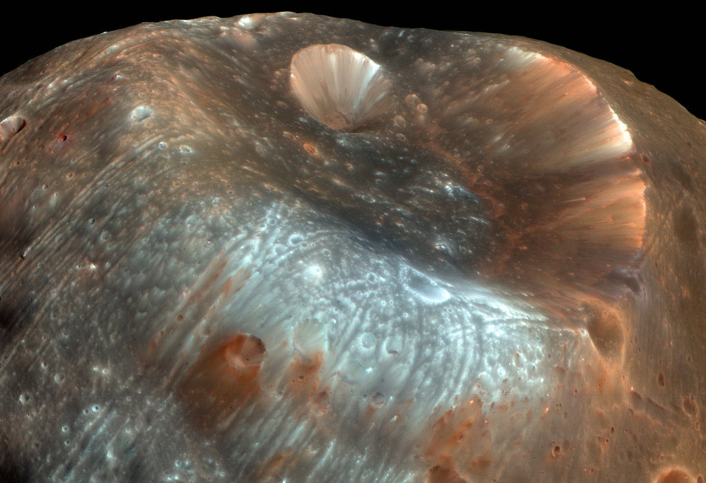 Stickney Crater on Phobos Hi Gloss Space Poster 